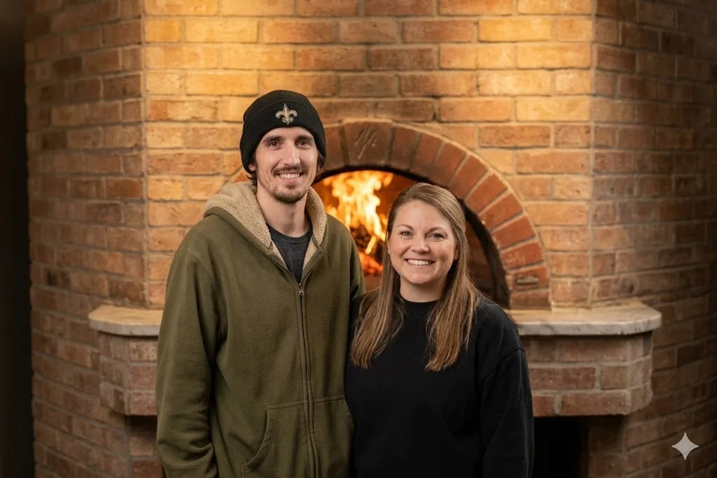 Erin Gentry and Alyssa Gill, co-founders of Pi-239 Pizza, in front of their wood-fired food truck in Los Alamos, NM