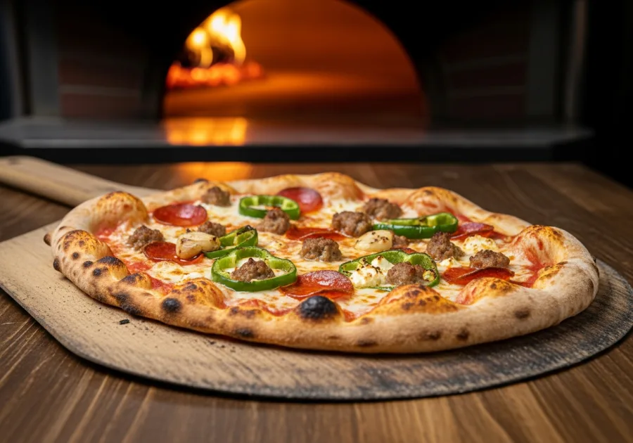 The 505 pizza, wood-fired at Pi-239 Pizza in Los Alamos, NM