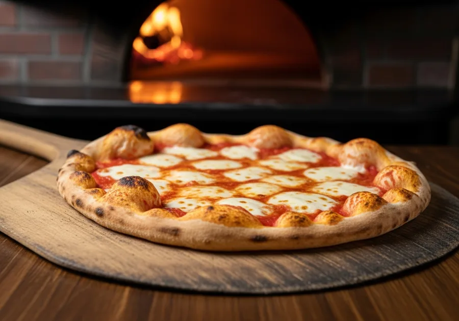 Cheese pizza, wood-fired at Pi-239 Pizza in Los Alamos, NM