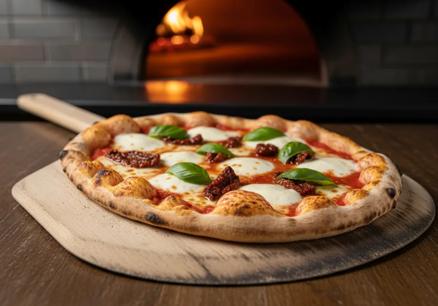 Margherita pizza, wood-fired at Pi-239 Pizza in Los Alamos, NM