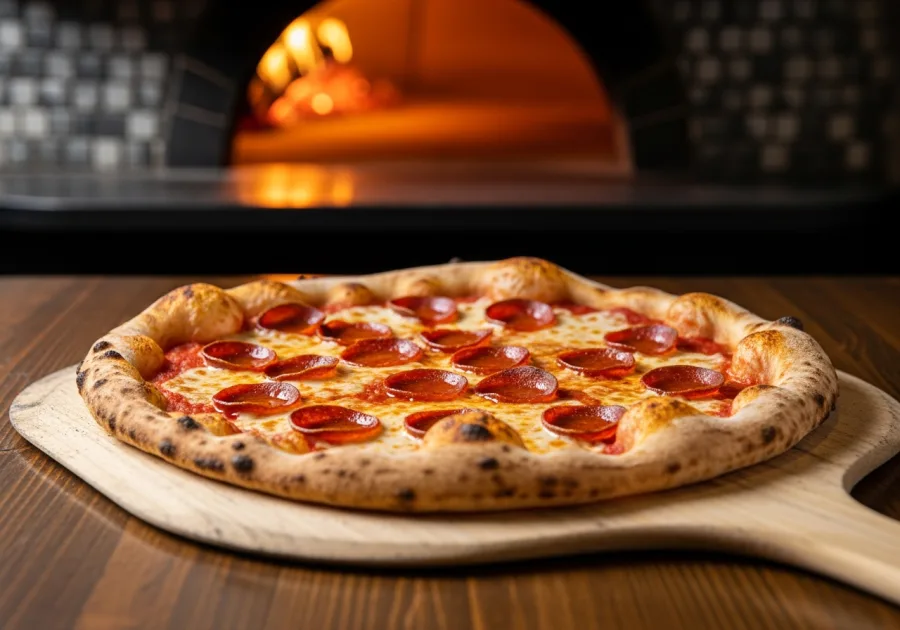 Pepperoni pizza, wood-fired at Pi-239 Pizza in Los Alamos, NM